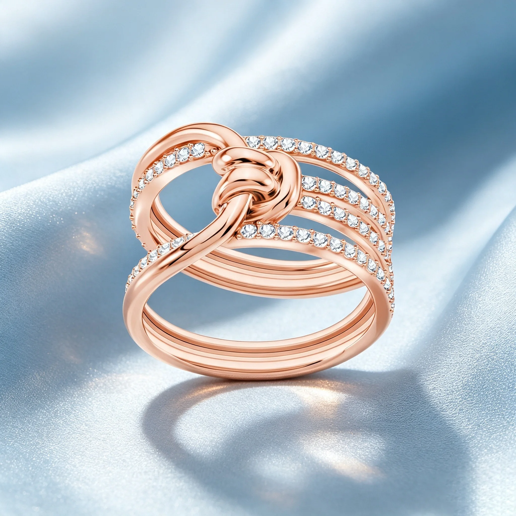 Women's Multilayer Stackable Open CZ Butterfly Floral Ring