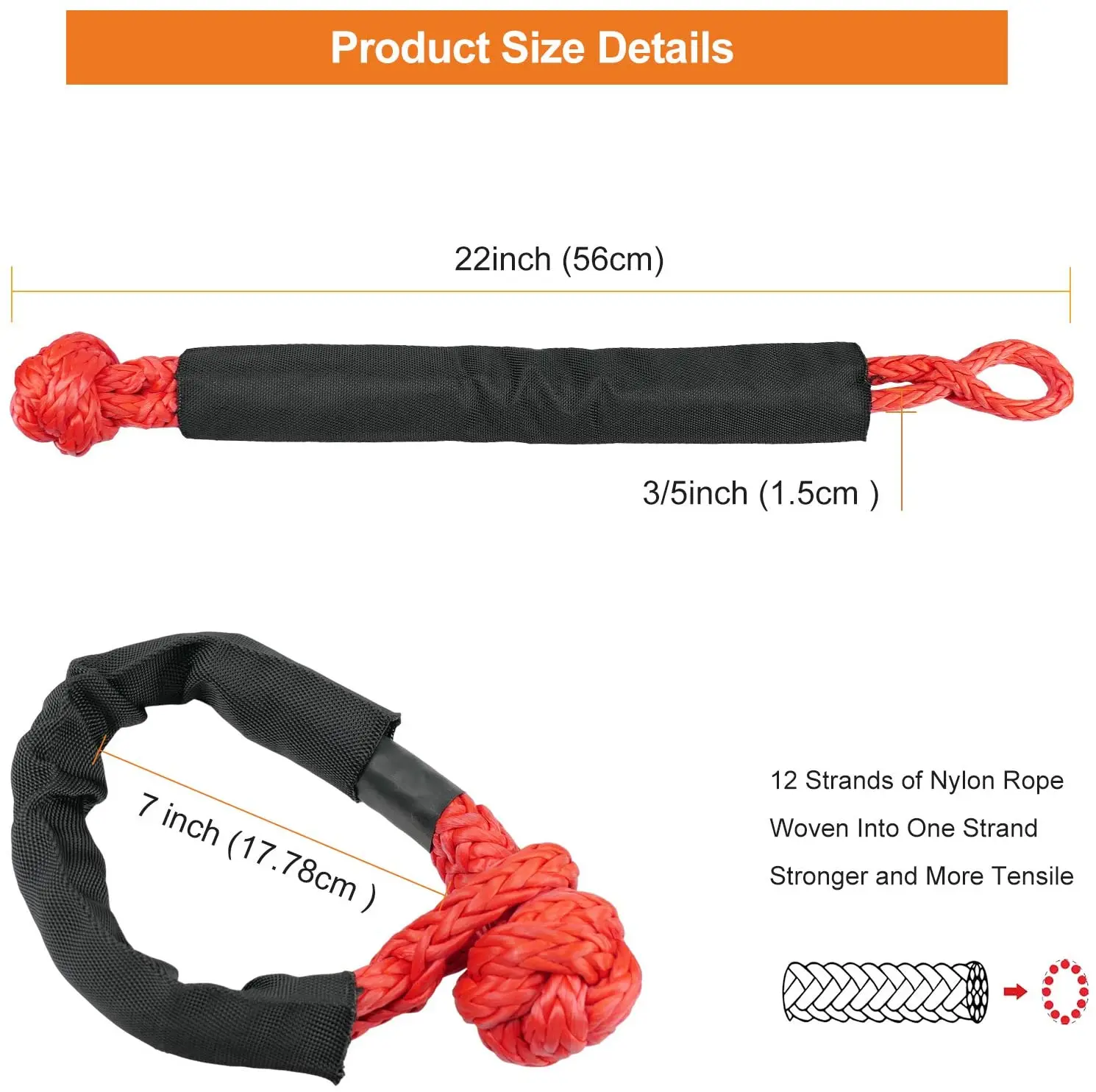 17T لينة تكبل 4x4 الاصطناعية حبل UTV 4x4 مركبة تكبل حزام واقية حبل الثقيلة مقطورة قبالة الطريق سحب ATV ونش #2