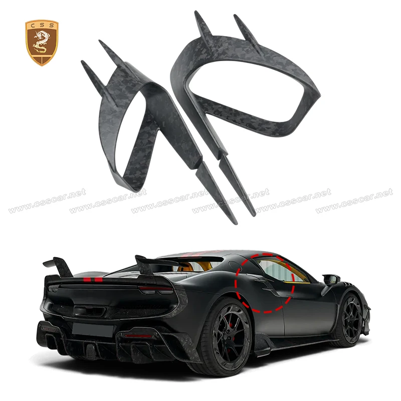 Car Side Air Outlet Flow Mudguard For Ferrari 296 GTB upgrade MSY Style Modification Dry Carbon Air Intake Trim Fake Hood Vents