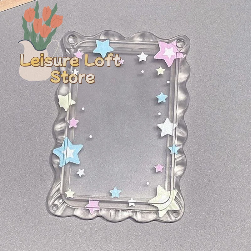 Hollow Star Photocard Holder Elastic Spring Coil Strap Durable Photo Card Sleeve for Kpop Album Card Display