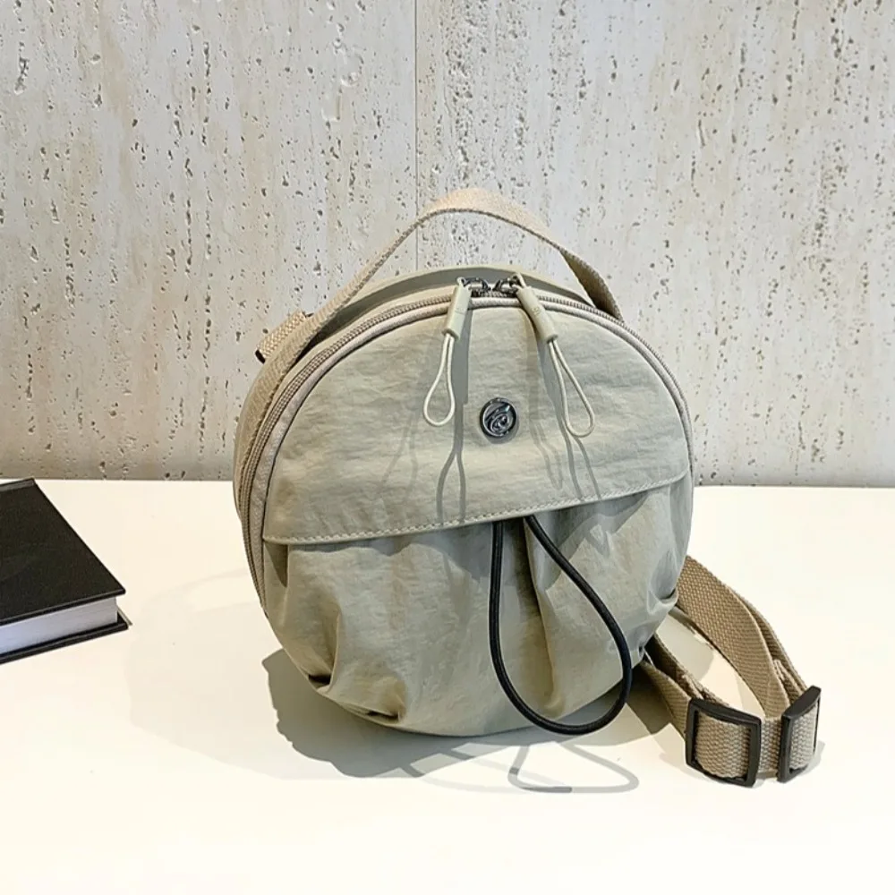

Fashion Nylon Mobile Phone Storage Bag Casual Korean Style Small Round Handbag Solid Color Purse Single Shoulder Bag Outdoor