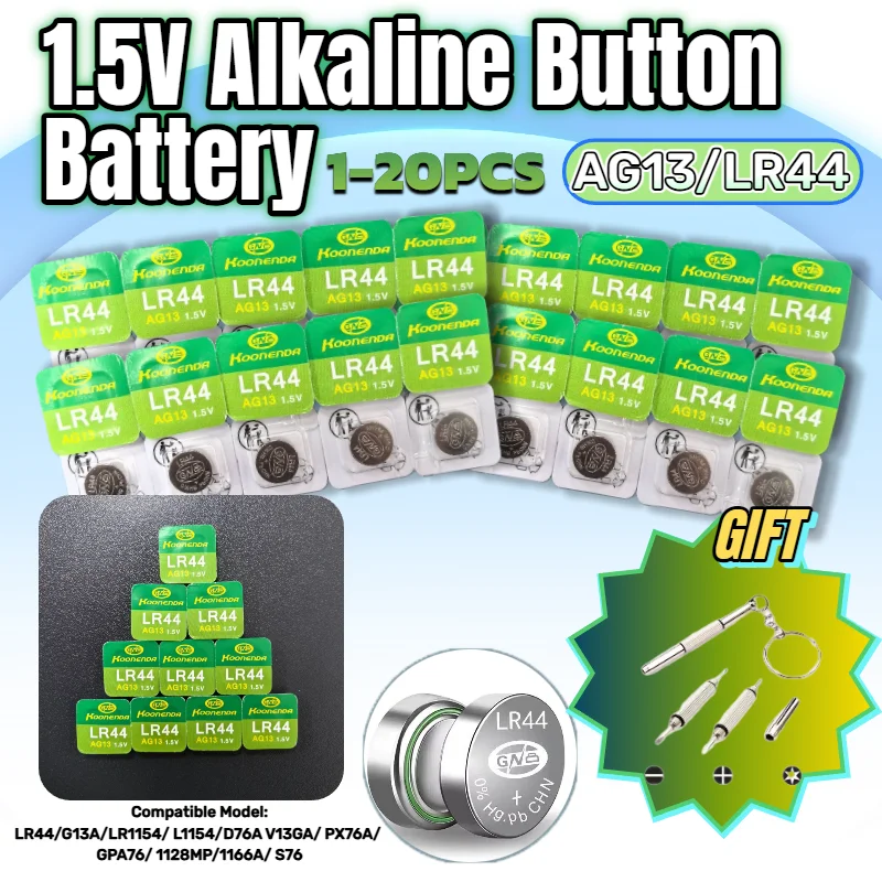 

AG13 LR44 357A 357 A76 L1154 SP76 1.5V Alkaline Button Cell Battery for Watches Toys Calculators Glucose Meter Remote Control