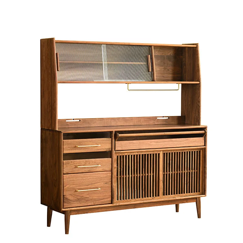 

Nordic black walnut dining side cabinet, Japanese kitchen, small apartment solid wood simple dining room wine cabinet
