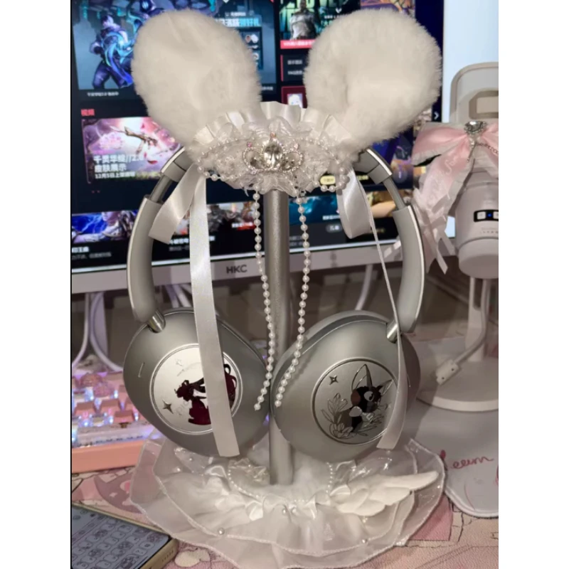

Original Rabbit Ear Earphone Stand Customized Plush Head Mounted Earphone Stand Desktop Decoration Game Headphones Holder