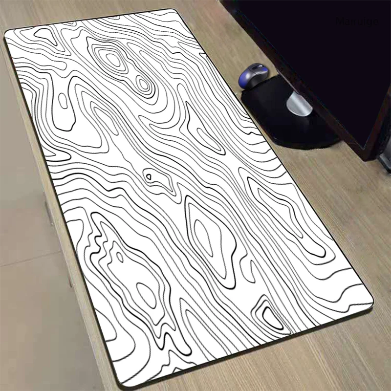 

White Abstract Lines Pc Accessories Mouse Pad Computer Desk Mat Gaming Mouse Mousepad Xxl Carpet Laptops Computer Tables Office