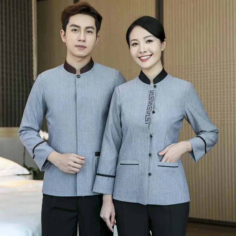 

Рабочая униформа для уборщиков, с коротким и длинным рукавом, для женщин, работающих в отелях, для уборки номеров, летняя, больших размеров для мужчин.