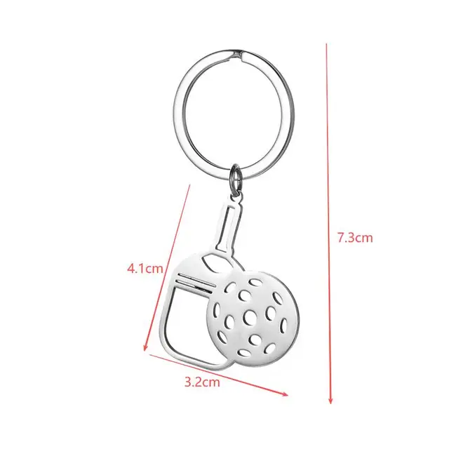 Pickleball Racket Keychain Pendant Team Sports Player Fans Stainless Steel Jewelry Women Men Gifts 6