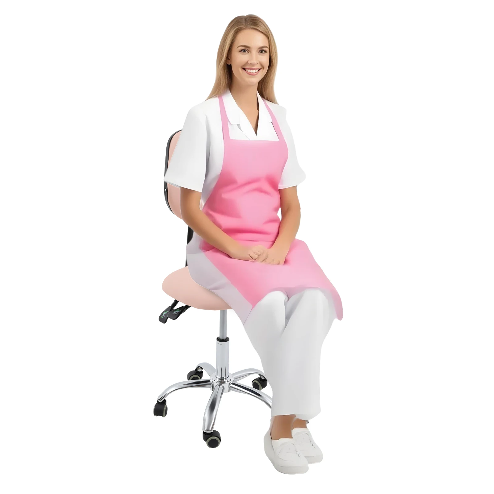 5 Colors Adjustable Saddle Chair Stool, Ergonomic Rolling Stool Chair with Backrest, Rolling Swivel Chair for Beauty Salon