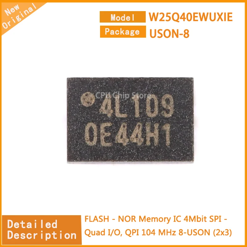 20Pcs/Lot  New Original  W25Q40EWUXIE  W25Q40 FLASH - NOR Memory IC 4Mbit SPI - Quad I/O, QPI 104 MHz 8-USON (2x3)