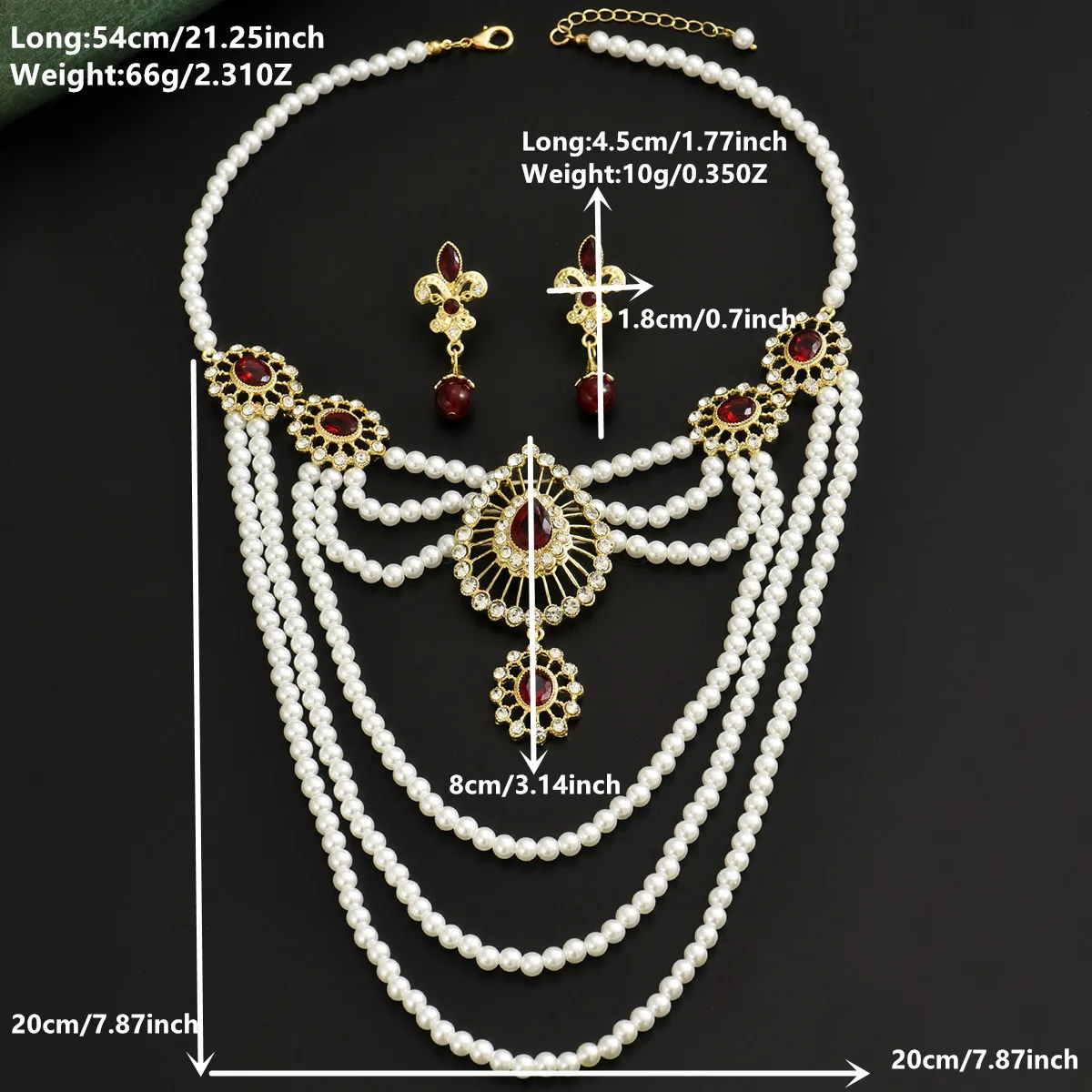 الرجعية المحكمة نمط اليدوية مطرز متعدد الطبقات تصميم قلادة مع زهرة على شكل قلادة طقم من الحلقان كمجموعة من المجوهرات 2 قطعة