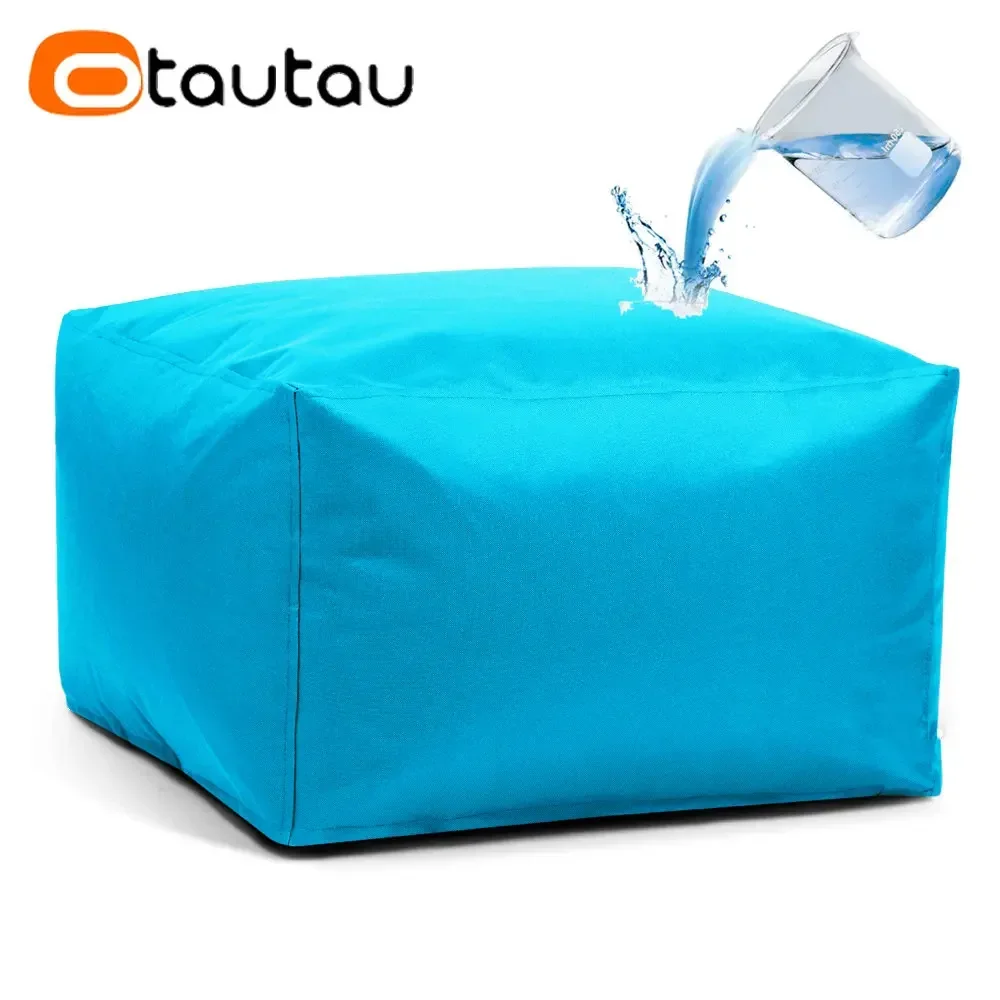 OTAUTAU Waterproof Square Pouf Ottoman Cover Without Filler Outdoor Beach Garden Puff Salon Floor Seat Futon Stool Bench JD015