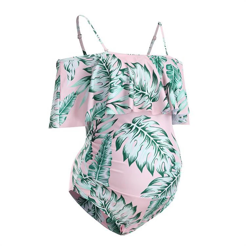 Bañador Sexy de una pieza para mujer, tankini de maternidad, traje de baño liso, ropa de playa para embarazada