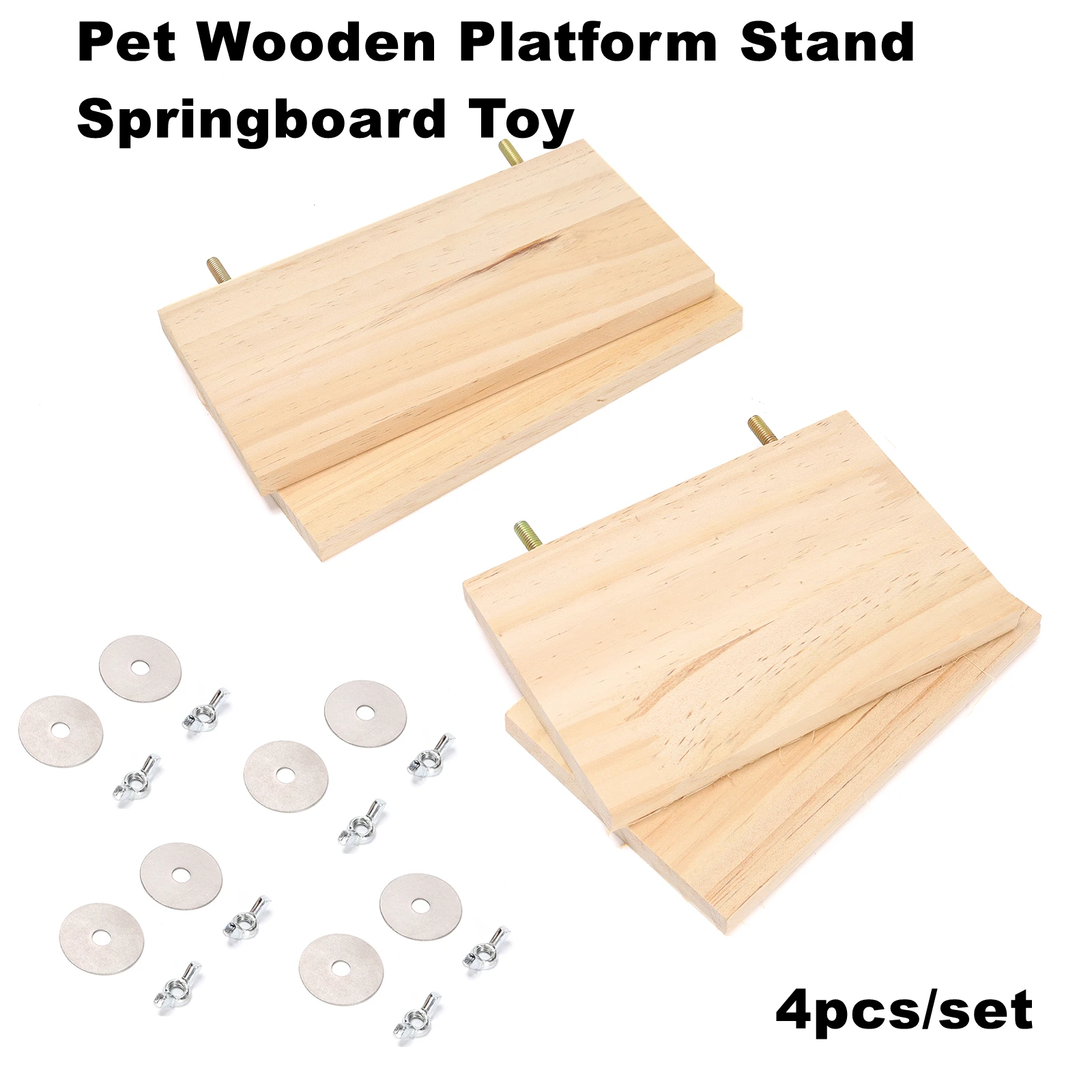 

4Pcs/Lot Pet Wooden Platform Stand Active Rectangular Springboard Toy for Chinchilla, Hamster, Parrot, Gerbil,Small Animals