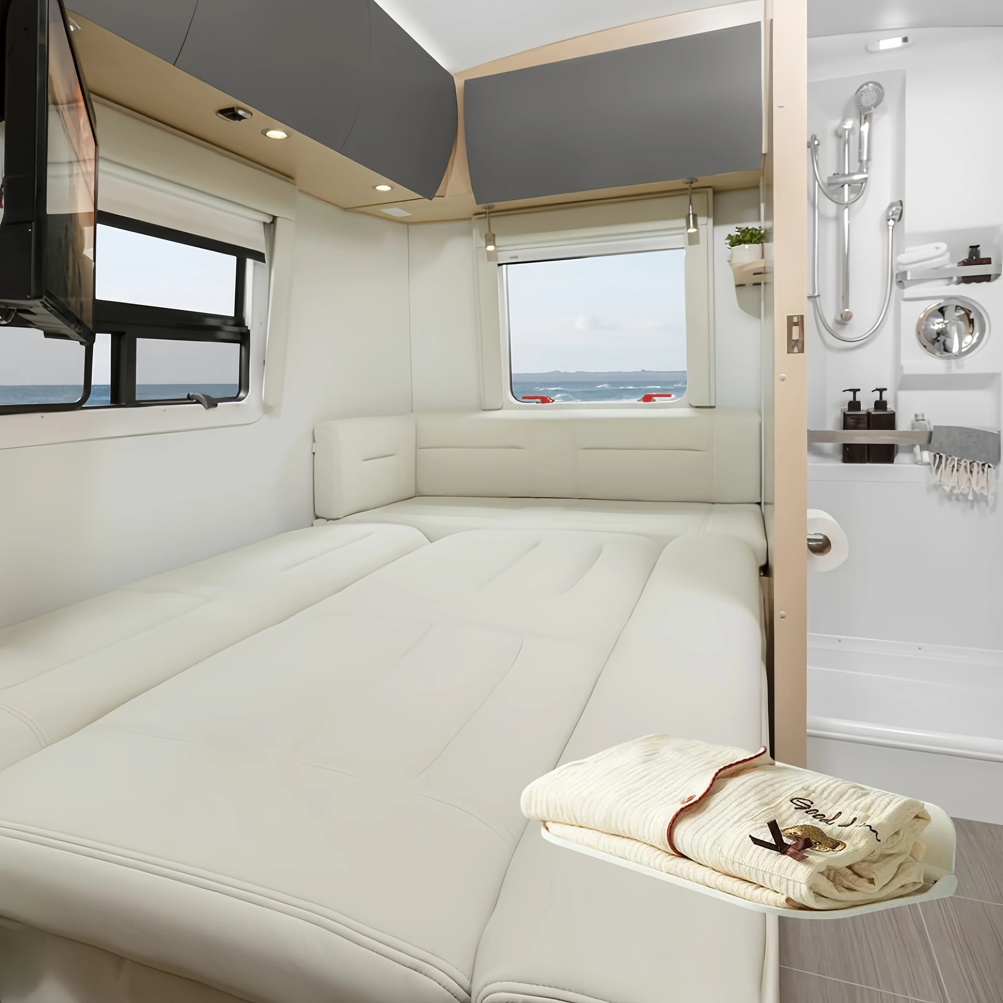 RV Space-Saving Foldable Rack! Easy-to-Install Wall Mount, Sturdy Floating Design, Ideal RV Accessory.