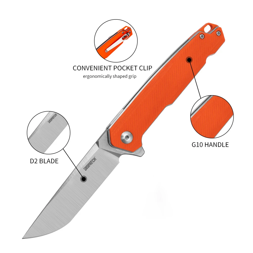 Couteau pliant avec lame en acier D2, G10, manche, de poche, pour le Camping en plein air, la chasse, outil EDC