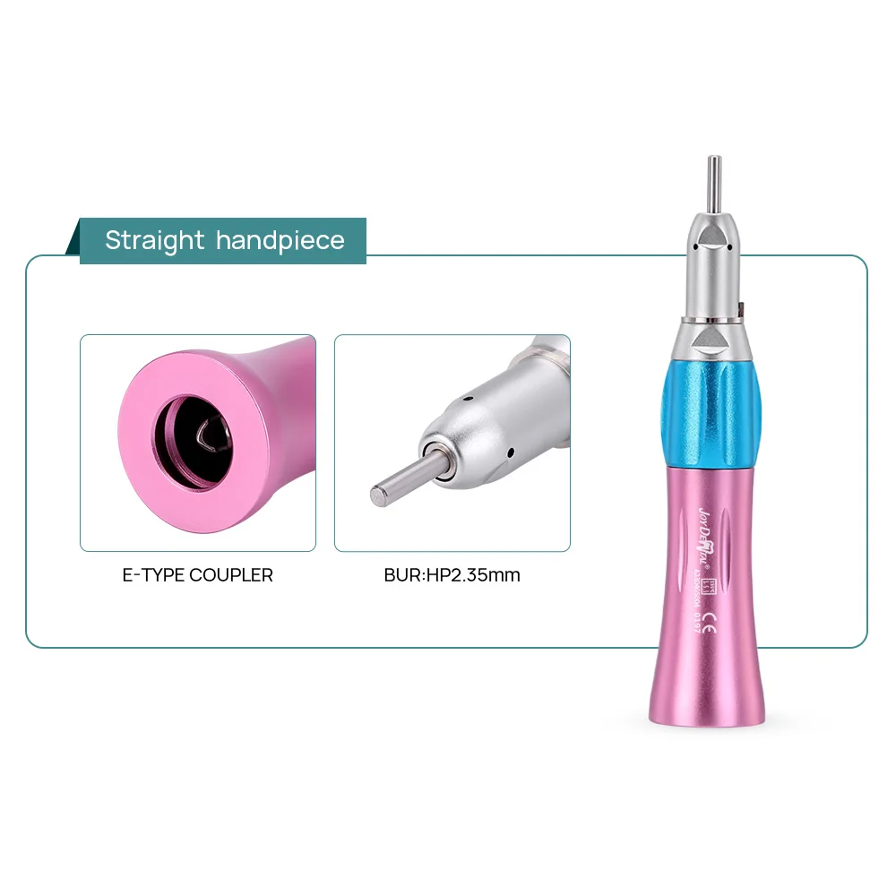 JOY DENTAL Dental Color High and Low Speed Handpiece Kit Push Button Contra Angle Single Way Water Spray Air Turbine 2/4 Hole