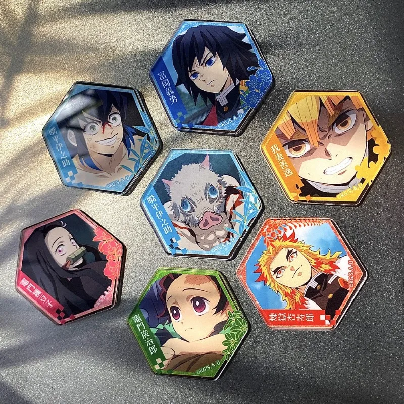 Demon Slayer-pegatina magnética acrílica para refrigerador, imán decorativo 3D de dibujos animados creativos de Anime Nezuko Tanjiro Demon Slayer