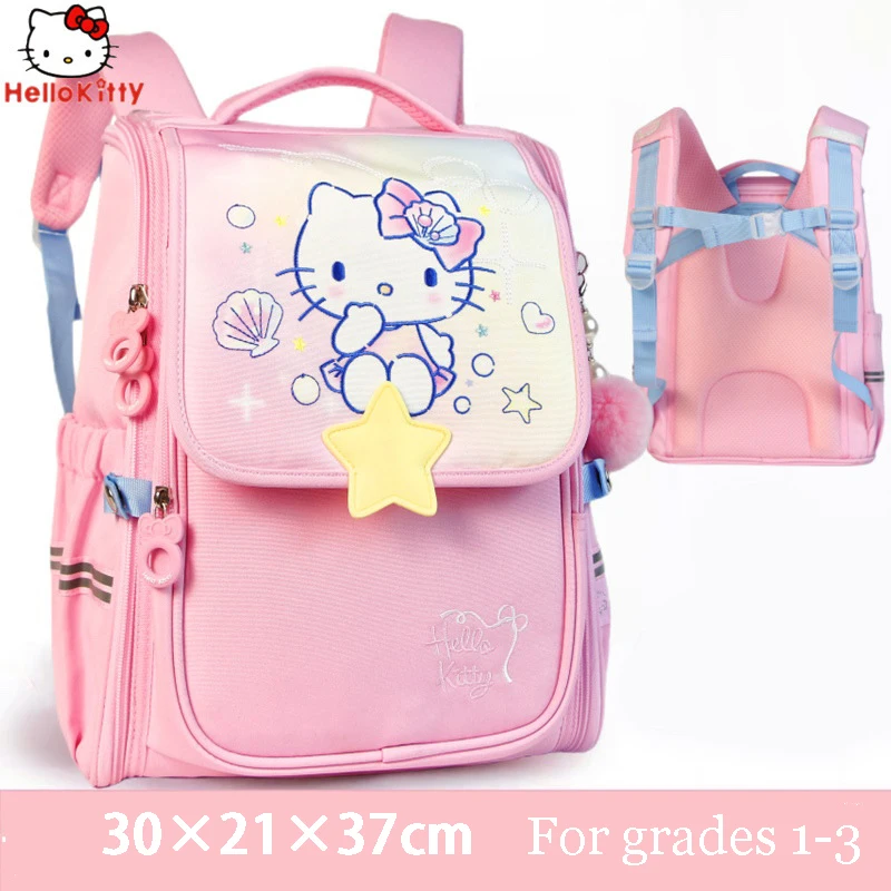 Miniso Hello Kitty Girls Cartoon Cute Schoolbag Children Backpack Pupils Lightweight School Book Bag Students Protect Spine Gift