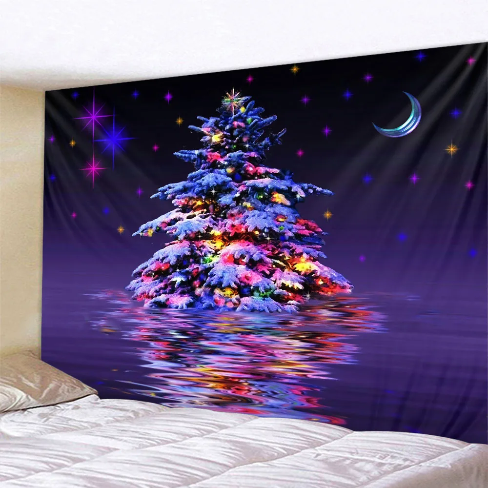 Christmas Decoration Tapestry Wall Hanging Christmas Tree Home Decoration Holiday Background Cloth Wall Decoration New Year Gift