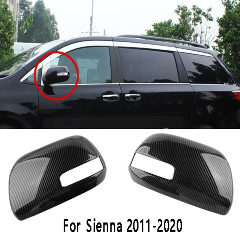 

For Toyota Sienna 2011-2020 Rear View Side Case Trim ABS Carbon Fiber Style Car Rearview Mirror Cover