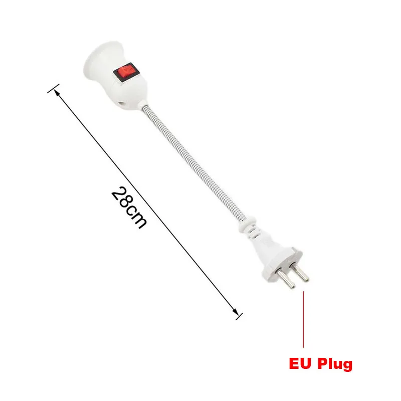 LED Bulb Base Flexible Lamp Holder with ON/OFF Switch Extend Extension Converter E27 Screw Socket EU / US Plug 110V-220V