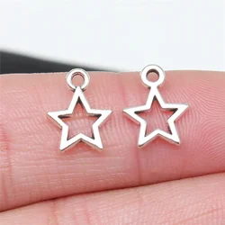 10Pcs Retro Silver Color 12*10mm Hollow Star Pendant Charm for Necklace Earring Bracelet Making DIY Jewelry Accessory Finding