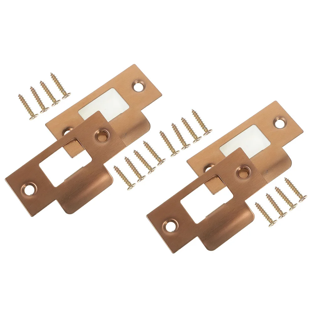 Juego de 4 accesorios para cerradura de puerta, placas de refuerzo de cerrojo de acero inoxidable, placa de refuerzo de puerta delantera para Interior y Exterior