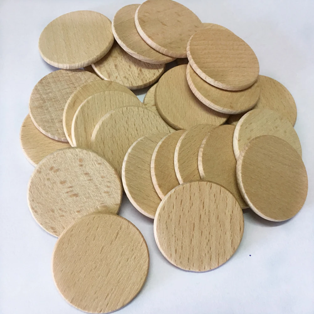 

120pcs Round Wood Chips Slices Smooth Natural for DIY Projects Ornaments Home Decoration Craft Sewing Accessories