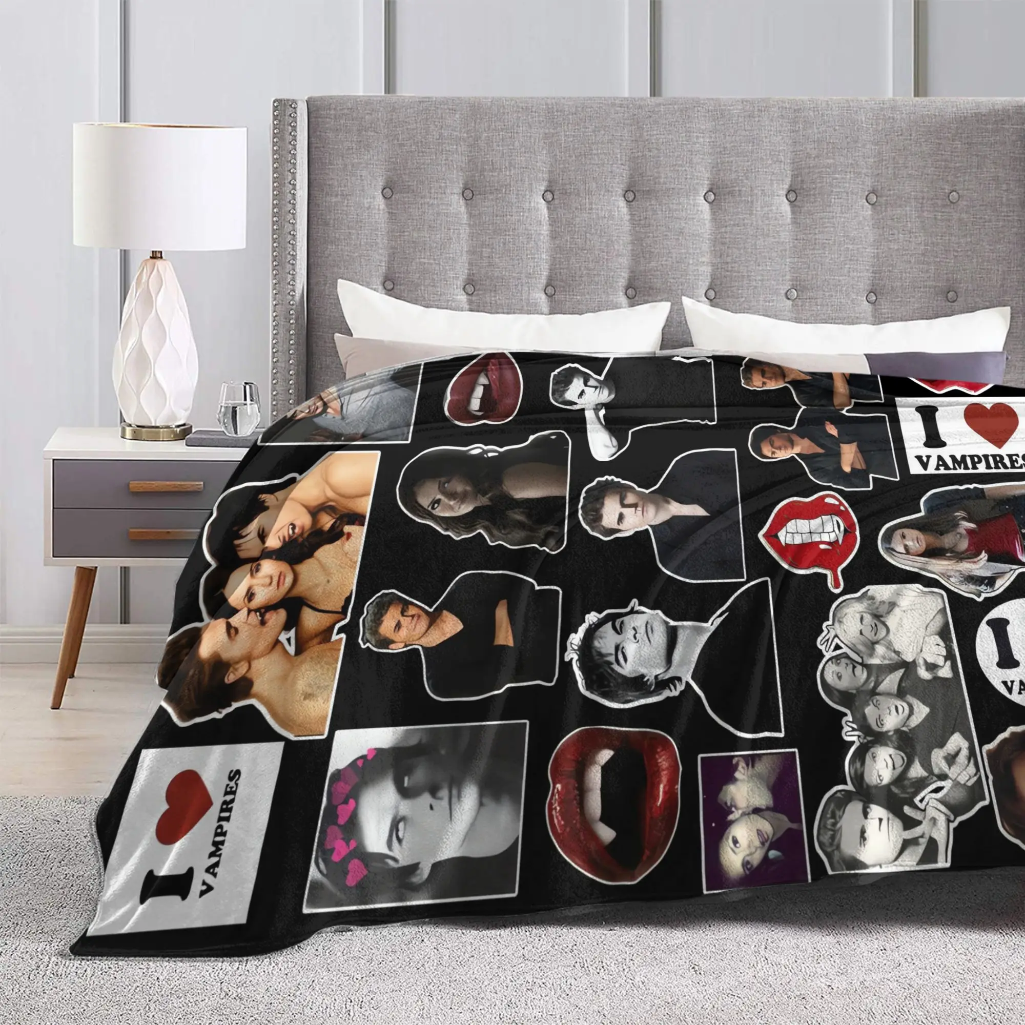 Dark Group Shot The Vampire Diaries Blanket Quality Soft  Throw Blanket Winter Girls Boys Bedroom Print Bedspread