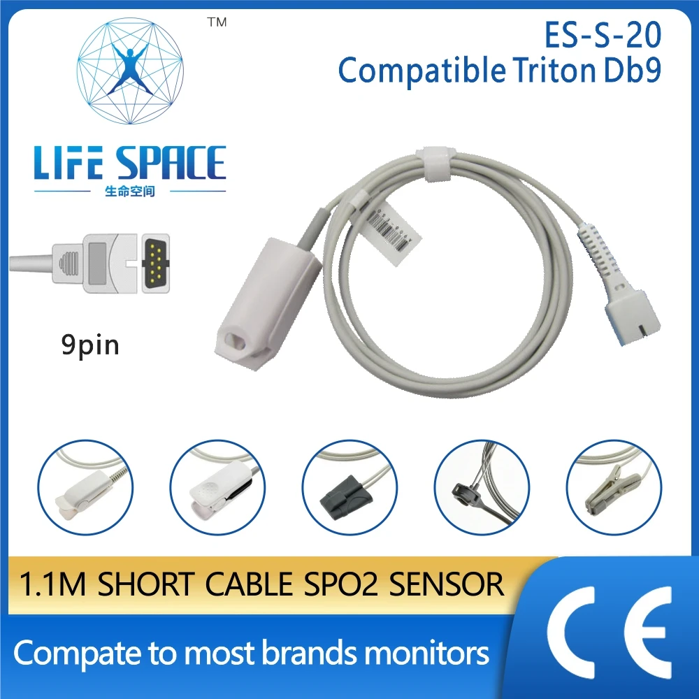 

Совместимый Triton DB9 монитор пациента многоразовый Spo2 кабель датчика кислорода 1,1 м взрослый палец клипса силиконовая Y-модель