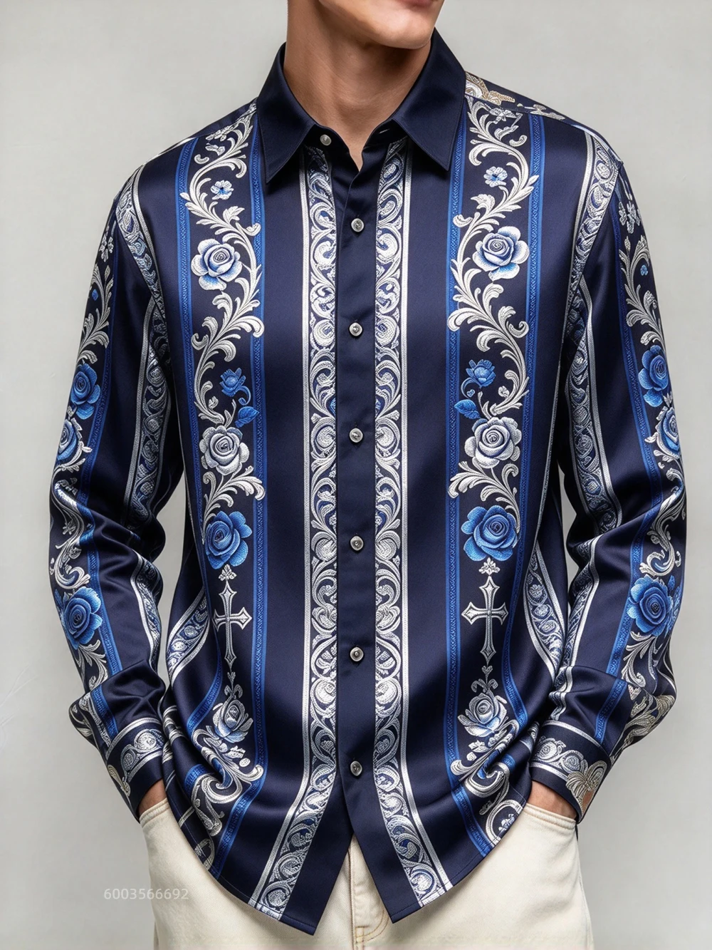 2026 New Fashion Men's Long-Sleeved Shirt with Multielement Print, Hawaiian Vacation Business-Casual Party Men's Gift