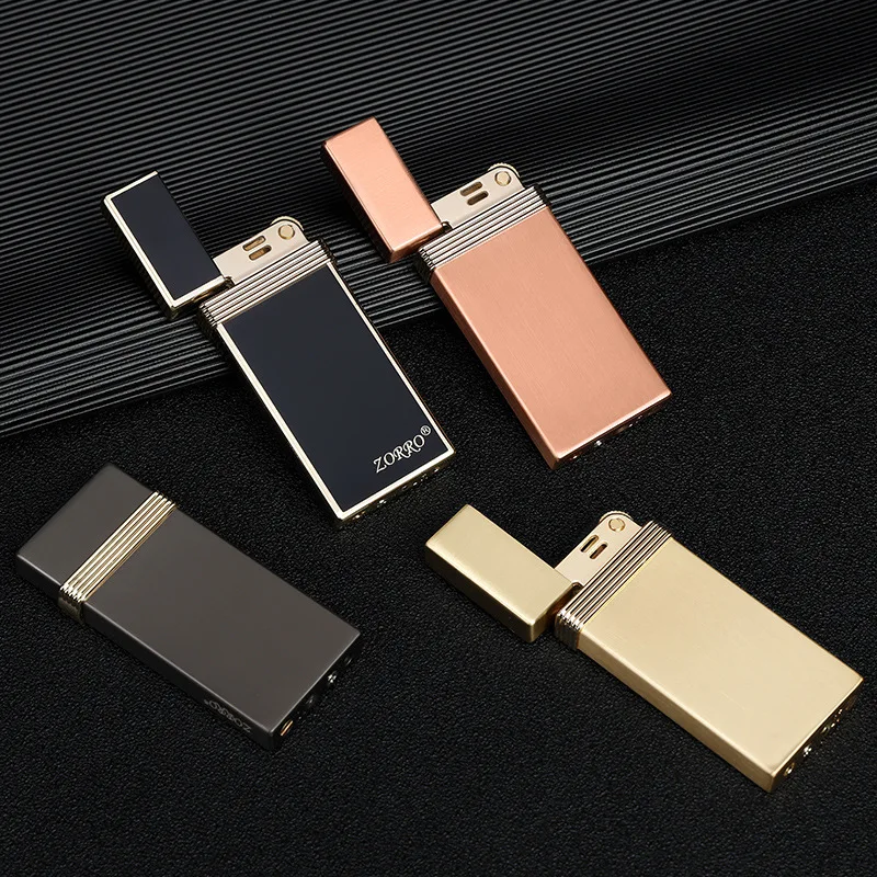 ZORROMetal Electroplated Ultra thin Windproof Inflatable Lighter Fashion Multicolor Classic Grinding Wheel Ignition Gas Lighter