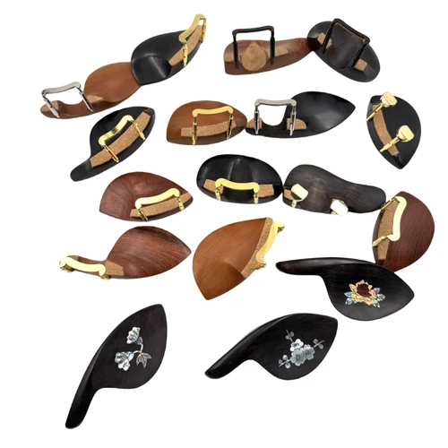 Imagen 2 del producto Mentonera para violín de 1/8 a 4/4 con abrazadera de Metal, soporte de tornillo de corcho, madera de azufaifa de ébano, mentonera para violín instalada Hareware 3/4 1/2