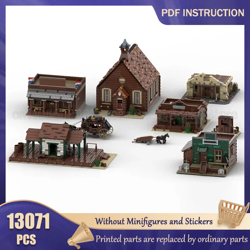 ตัวต่อโมเดลโบสถ์ตะวันตก สำนักงานนายอำเภอ สถานีรถไฟ บ้านพักตากอากาศ ชุดของเล่นสะสม ของขวัญวันเกิด วันคริสต์มาส