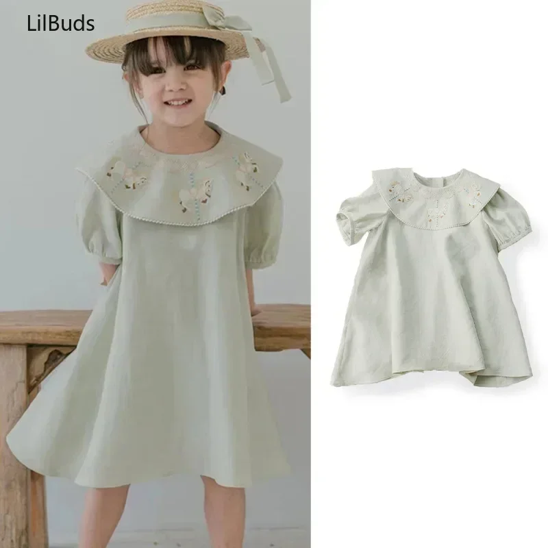 

2024 Spanish Baby Dresses for Girls Kid Girl Embroidery Dress Cotton Loose Clothes Infant Outfit Children Boutique Design Frocks