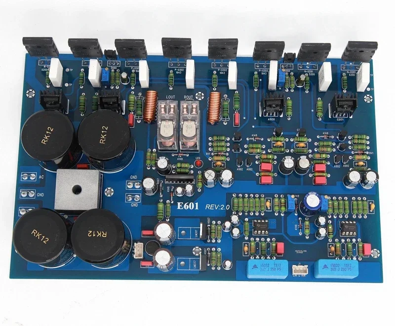 E601 C5200 T1943 Tube Fever HiFi 300W+300W High-Power Class AB 2.0 Channel Audio Amplifier Board z obwodem zabezpieczającym