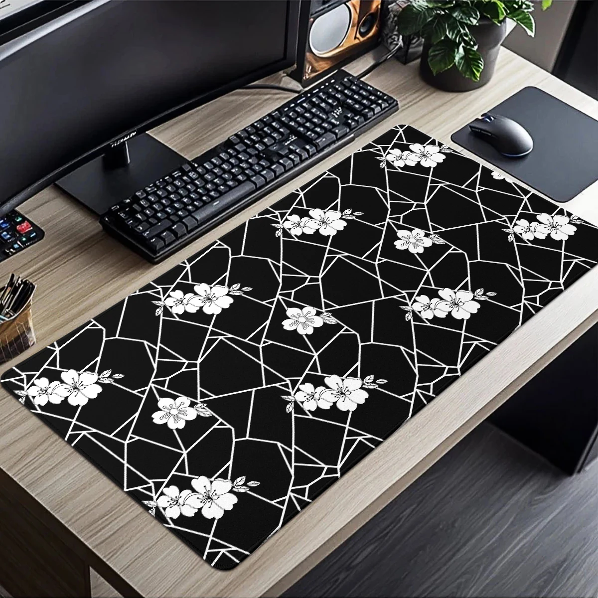 Grid Large Mouse Pad Sakura Minimalist Design Mousepad Office Laptop Deskpad Pc accessories Gamer Speed Desk Mat Cabinet Setup