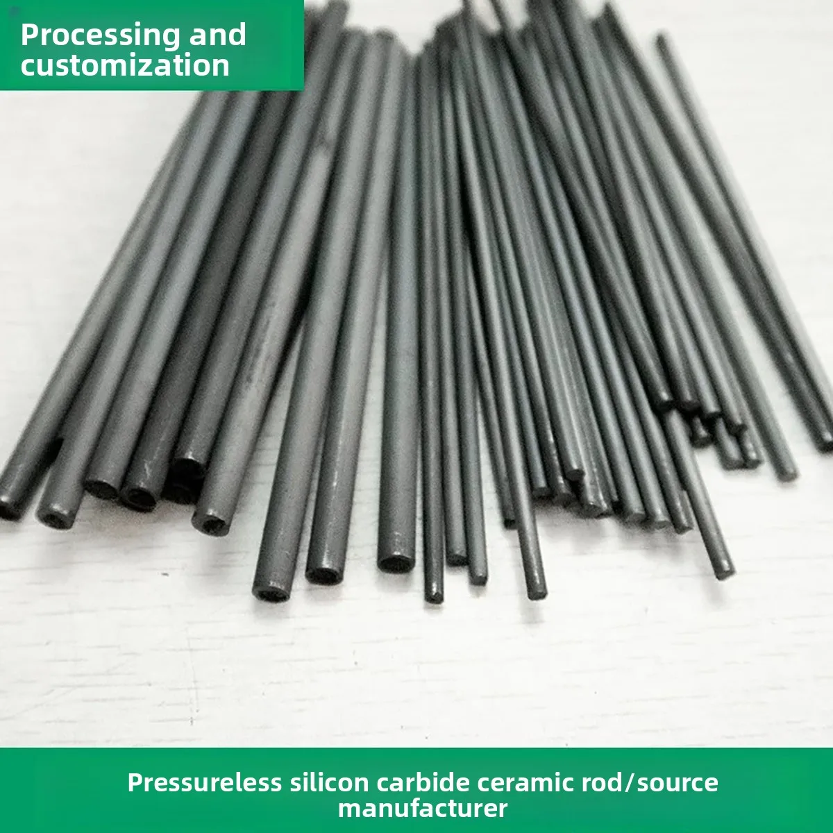 Pressureless Sintered SiC Ceramic Rod, High Temperature Resistant Silicon Carbide Column, Dia 2/2.5/2.8/3/5.5mm, Custom Machinab