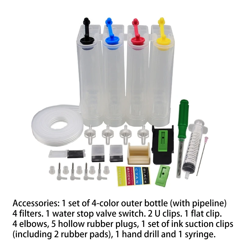 Continuous Ink Supply System for Inkjet Printer Universal Colors Refill DIY Kits Ink Tank Replacement for Canon Printer