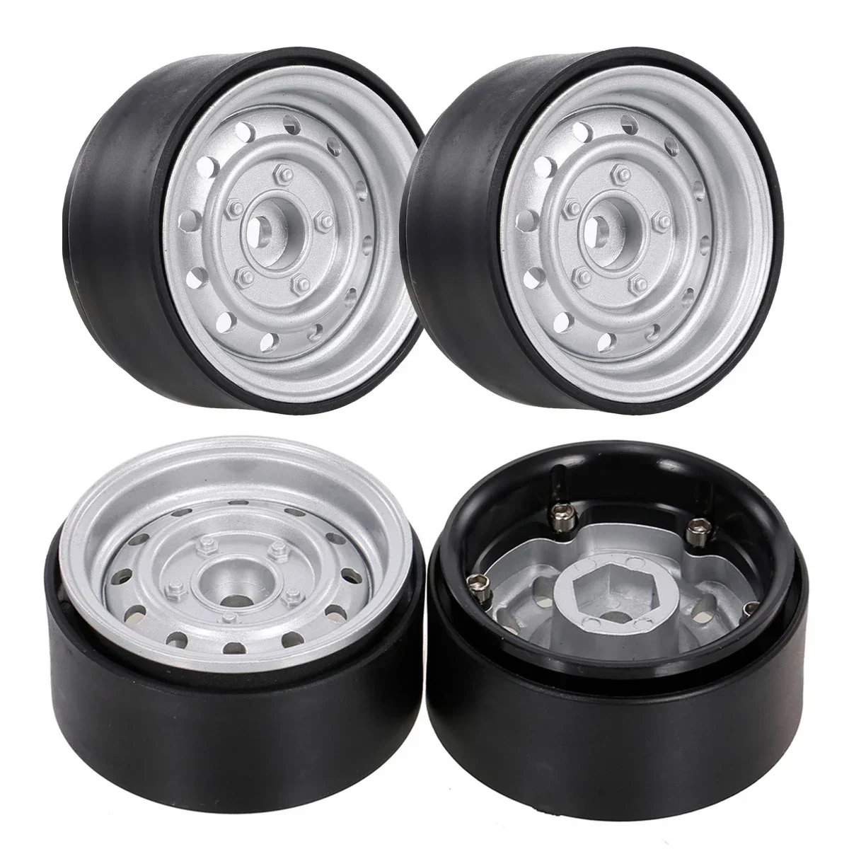 

4Pcs 1.9" Beadlock 12-Holes Wheel Rim Hub for 1/10 RC Crawler Car Axial SCX10 90046 D90 Trxs TRX-4