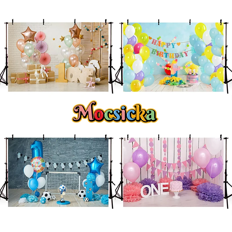 Mocsicka Photography Backdrops Balloons Party Decorations Photo Shoot Children Newborn 1st Birthday Backgrounds Photocall Studio