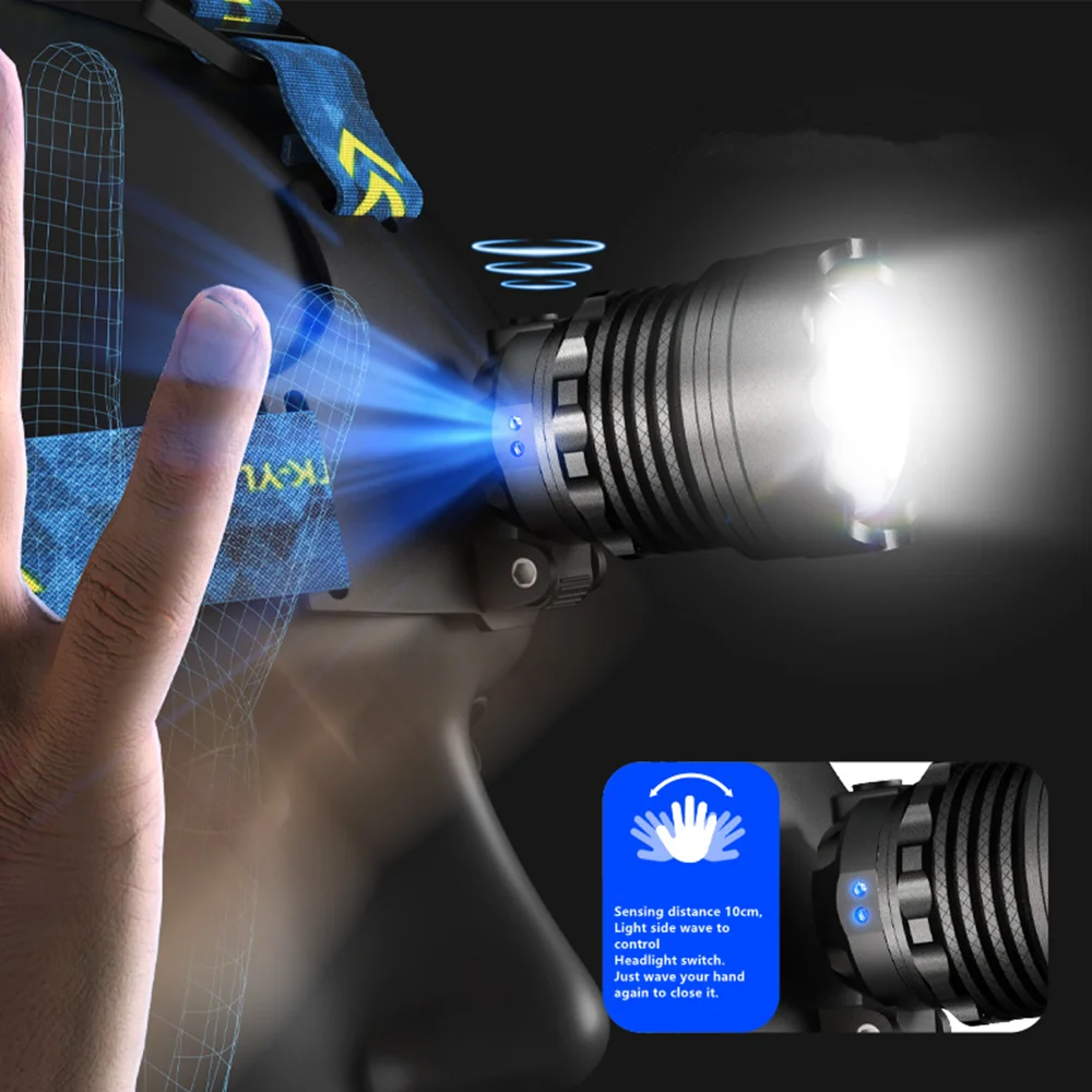 عالية الطاقة الأضواء طويلة المدى الفتيل 4-LED كشافات تلسكوبي التكبير رئيس مصباح يدوي الصيد ضوء مصباح الشعلة للتخييم الصيد