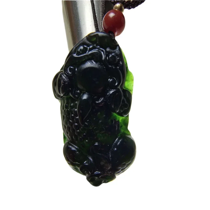 New Medicine King Stone Pixiu Pendant Health Dark Green Necklace Safety Pendant