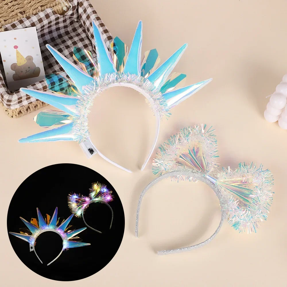 1pcs Women Girl Light Up Headband  Laser Hair Hoop Flash Glowing Hair Band for Nightclub Party Costume Headwear Wedding Festival