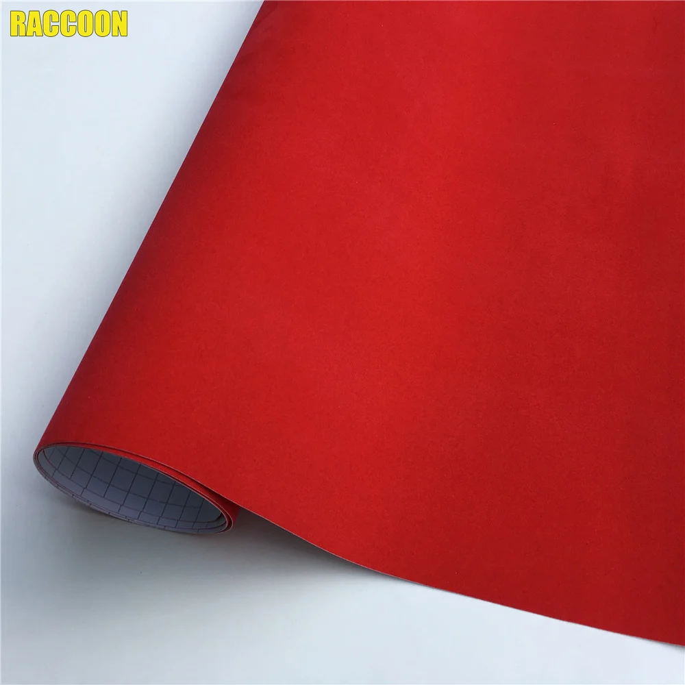 Red Car Velvet Film Suede Fabric Vinyl Car Wrap Console Computer Laptop Skin Motorcycle