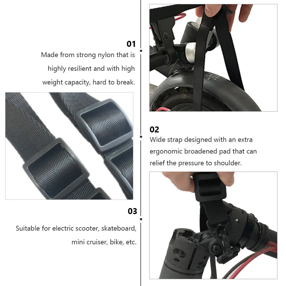 

2Pcs Scooter Shoulder Belt Nylon Carrying Strap Wide Adjustable Quick Release Buckle for Electric Scooter Skateboard Balance