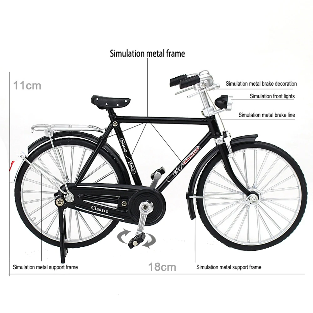 Mini bicicleta modelo de aleación 1:10, bicicleta de montaña con dedo de Metal fundido a presión, bicicleta Retro, juguete coleccionable para adultos y niños, estilo 2 BlackN03R