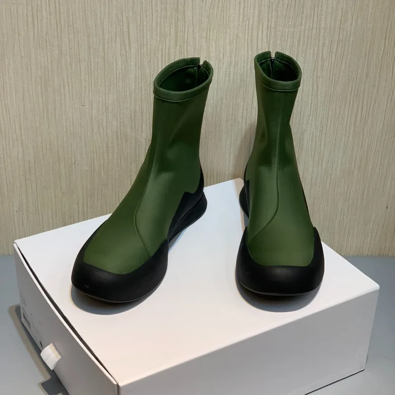 Imported Silk Surface Comfortable Simple Small Round Toe Classic Thick-soled Boots Platform Shoes