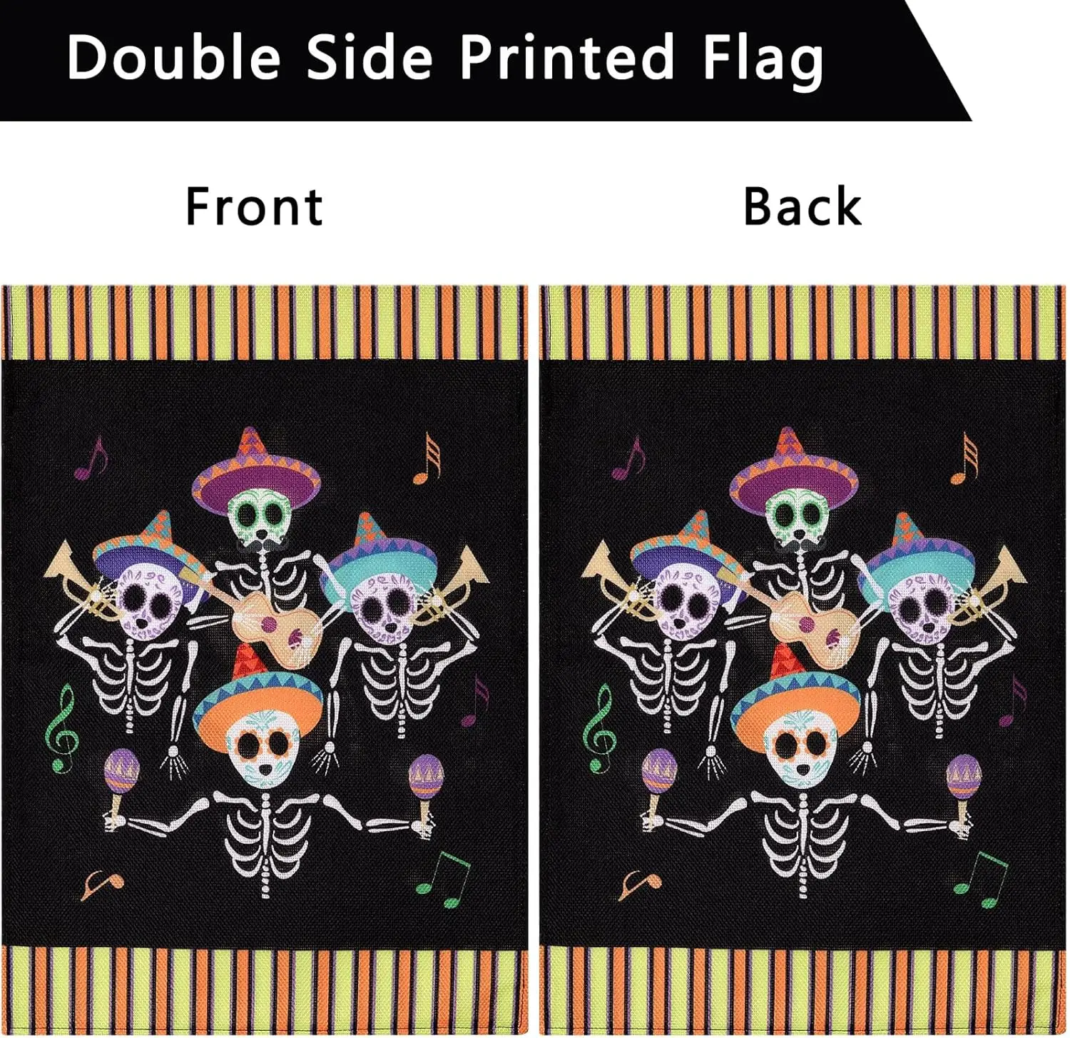 Halloween Garden Flags,12x18 Double Sided Garden Flags, Burlap Skeleton Band Small Yard Flags for Outside Halloween Farmhouse Se