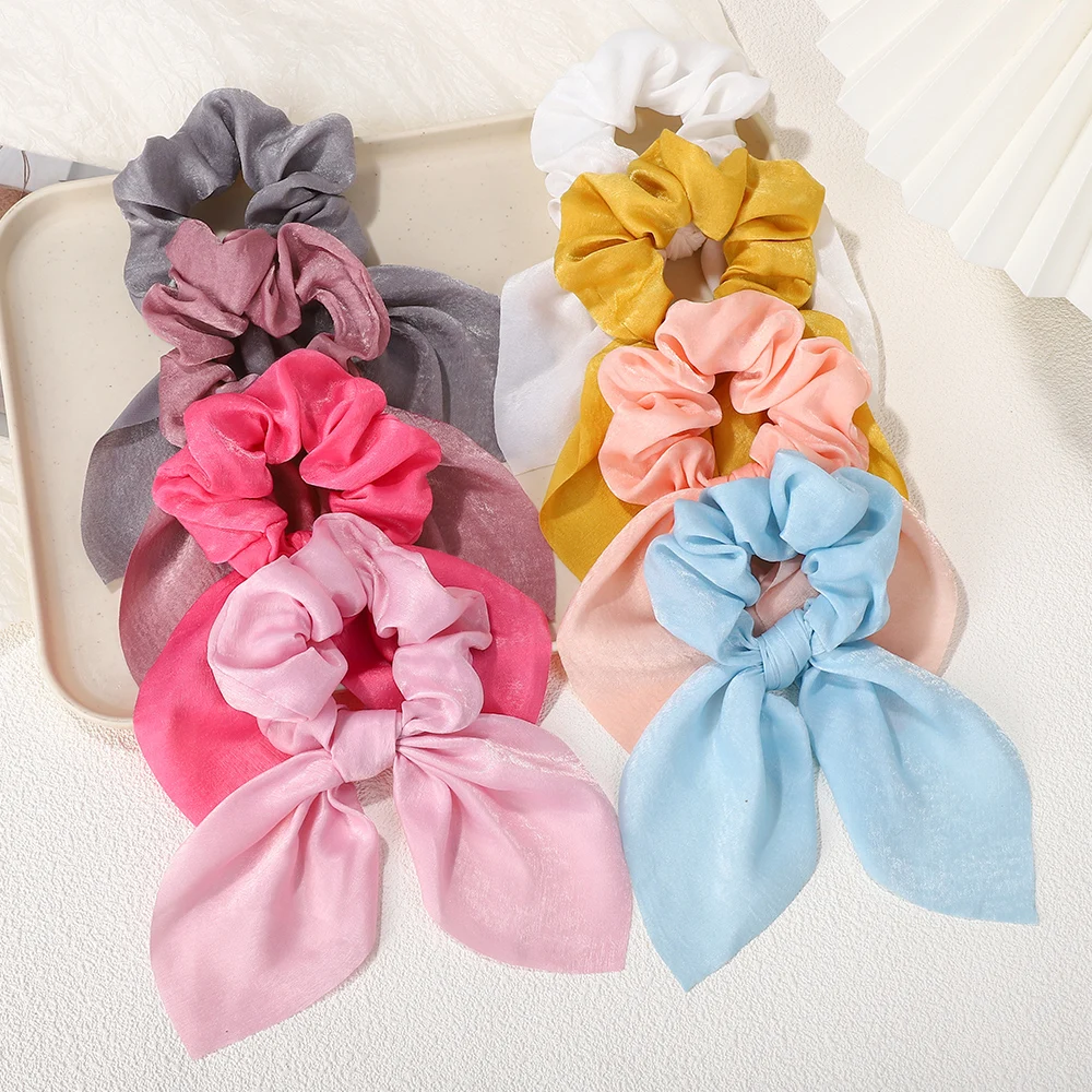 

3pcs/set Elegant Chiffon Long Ribbon Hair Scrunchies for Women Girl Spring Ponytail Holder Hair Ties Hair Rope Bowknot Headwear